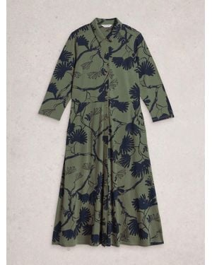 White Stuff Rua Jersey Shirt Dress - Green