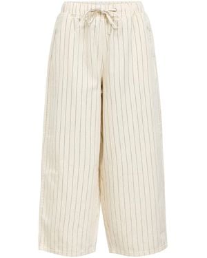 Object Pin Stripe Drawstring Pants - White
