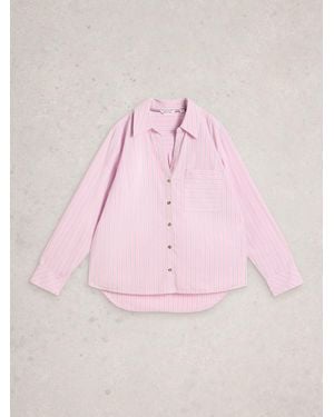 White Stuff Sadie Poplin Boyfriend Shirt - Pink