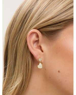 Jon Richard Micro Pave Heart Earrings - Natural