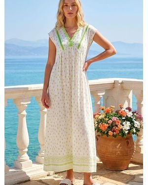 Roman Paisley Lace Trim Midi Dress - Blue