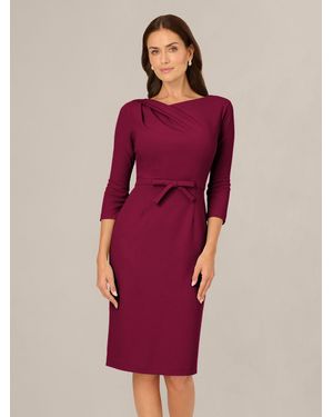 Adrianna Papell Petite Drape Neck Sheath Midi Dress - Red