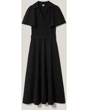 Jigsaw Cape Sleeve Belted Shirt Dress - Black