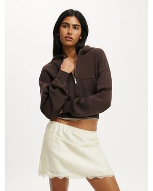 Cotton On Oversized Zip Through Hoodie - Brown