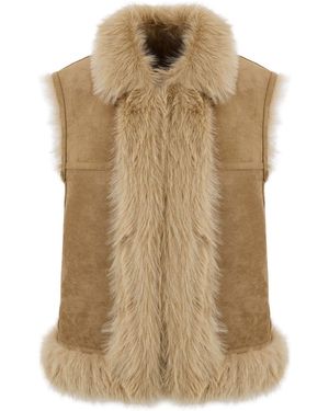 Urban Code Reversible Furry Gilet - Natural