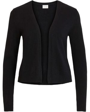 Vila Long Sleeve Cropped Lightweight Cardigan - Black