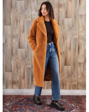 Threadbare Longline Borg Coat - Blue