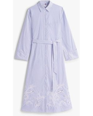 Tommy Hilfiger Broderie Anglaise 100% Cotton Shirt Dress - Purple