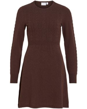 Vila Cable Knit Mini Dress - Brown