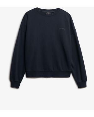 Superdry Essential Logo Garment Dyed Crew Sweatshirt - Blue