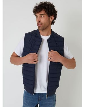 Threadbare Quilted Hybrid Gilet - Blue