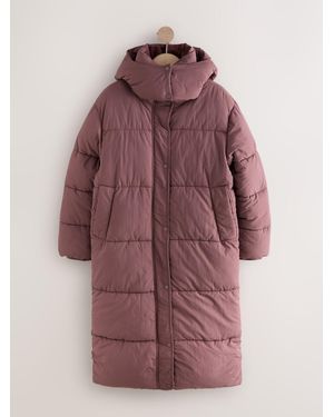 Next Shower Resistant Longline Padded Coat - Purple