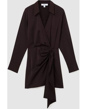 Reiss Collared Long-Sleeve Wrap Mini Dress - Multicolor