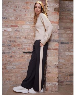 Threadbare Side Stripe Pull On Wide Leg Trousers - Brown