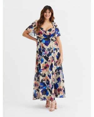 Scarlett & Jo Kemi Bolero Wrap Bodice Maxi Gown - Blue