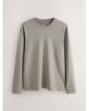 Next Neutral Marl Slim Fit Long Sleeve Crew Neck T-Shirt - Gray