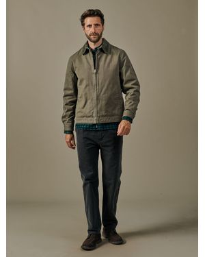 aubi Khaki/ Newland Canvas Harrington Jacket - Natural
