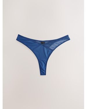 Self Thong Mesh Wrap Front Thong - Blue
