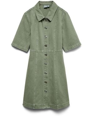 Vero Moda Short Sleeve V Neck Denim Dress - Green