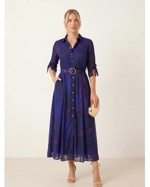 Style Cheat Abstract Daphne Belted Shirt Dress - Blau