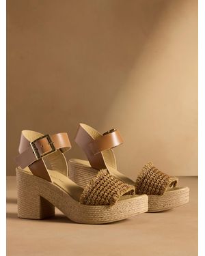 Russell & Bromley Liberate Woven Platform Sandals - Brown