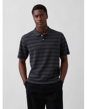 Gap Lockeres Pikee-Polo-Shirt - Blau