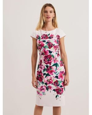 Phase Eight Dannas Scuba Floral Print Dress - White