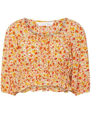 PixieGirl Petite Ditsy Floral Puff Sleeve Top - Natural