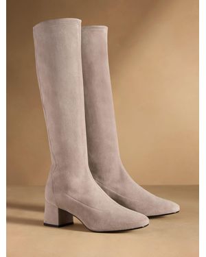 Russell & Bromley Harrington Tall Block Heel Knee High Boots - Natural
