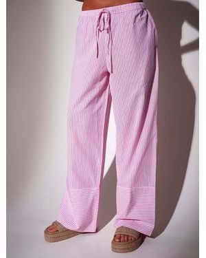South Beach Striped Deep Cuff Pants - Pink