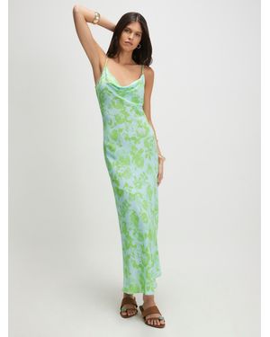 River Island Strappy Floral Print Cowl Neck Maxi Dress - Green