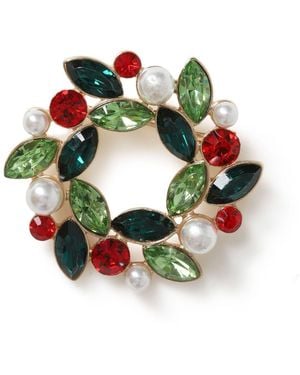 Aela Christmas Wreath Brooch - Green