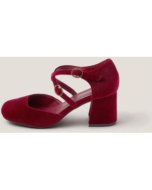 Monsoon Gia Velvet Mary Jane Heels - Red