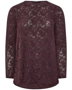 Evans Floral Sheer Lace Top - Purple