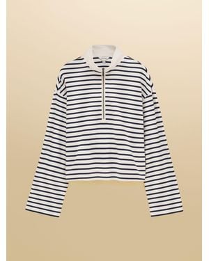Joules 100% Cotton Ribbed Jersey Collared Half Zip - Blue