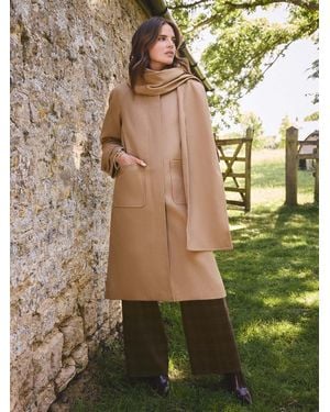 Love & Roses X Binky Camel Longline Car Coat With Scarf - Metallic