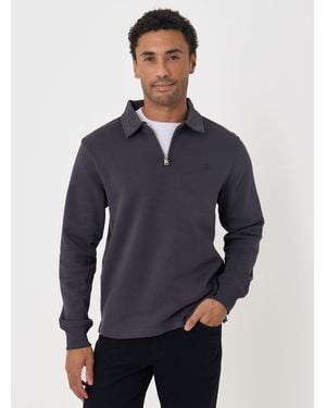 Threadbare Cotton Rich Quarter Zip Polo Sweater - Blue