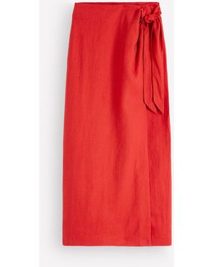 Boden Dimitra Linen Column Skirt - Red