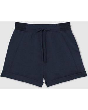 Reiss Phoebe Premium Interlock Shorts Mit Kordelzug - Blau