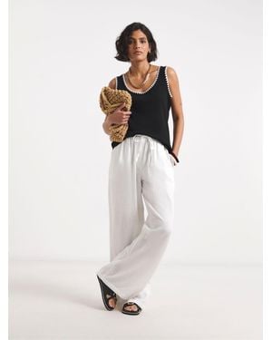 Simply Be Tie Hem Linen Pants - White