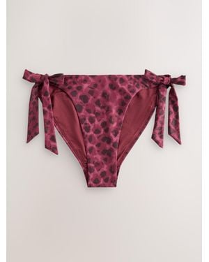 Next Berry/ Leopard Tie Side Bikini Bottoms - Pink
