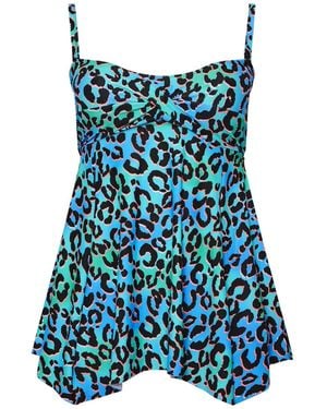 Yours Curve Hanky Hem Tankini - Blue