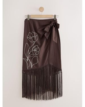 Next Midi Sarong With Fringing - Brown