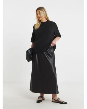 Simply Be Satin Maxi Skirt - Black