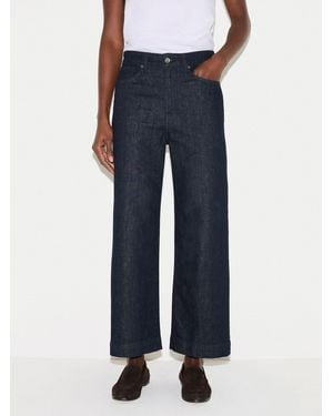 Jigsaw Dark Wide Fit Tyne Wide Leg Cropped Jeans - Blue