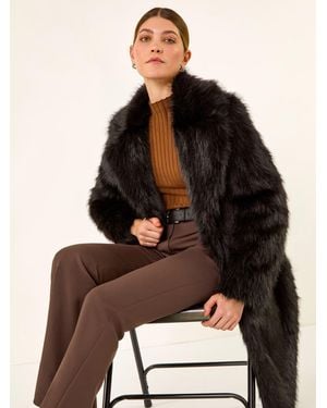 Roman Premium Faux Fur Coat - Black