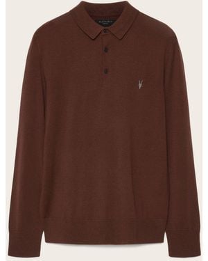 AllSaints Allsaints Mode Merino Ls Polo Shirt - Brown