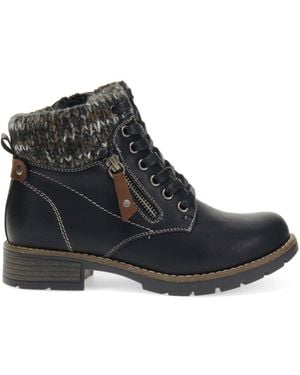 Pavers Knitted Cuff Ankle Boots - Black