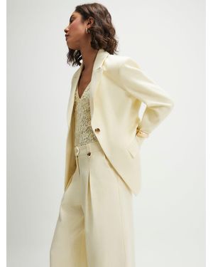 River Island Textured Cinched Blazer - Natural