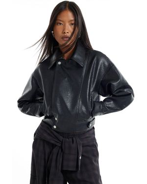 River Island Petite Faux Leather Zip Jacket - Black